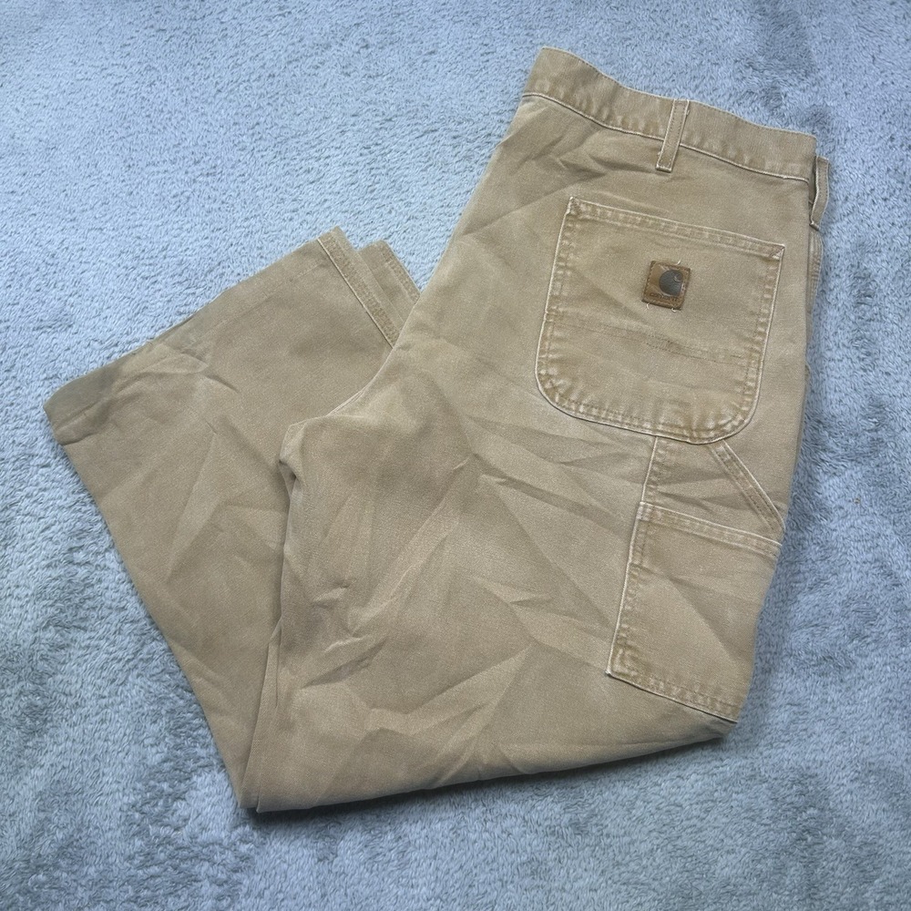 VTG Carhartt Duck Canvas Pants Men's 38x26 Brown Regular Fit Carpenter B11 BRN